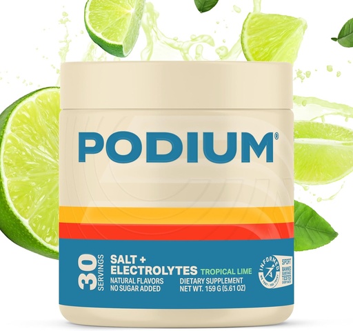 [BRSRAYYFCUBQGH3F] Podium Nutrition Training Salt + Electrolytes Powder, Tropical Lime, Post Workout Hydration & Muscle Recovery Support, Electrolyte Drink, Magnesium, Kalcium, Sodium Salts, 30 Servings