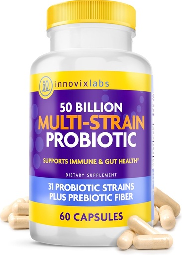 [BRSWICT5CZ5RUHLG] InnovixLabs Multi Strain Probiotics for Women & Men - Probiotic Supplement - 50 Billion CFU - Gut Health, Immune Support, Digestion, Lactobacillus Acidophilus, Prebiotics and Probiotics, 60 Capsules