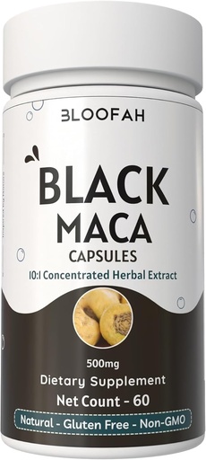 [BRSRAAAKBF6AMG3L] Black Maca Capsules 500mg | 10:1 Extract Powder | Concentrated Herbal Supplement | Non-GMO, Gluten-Free, Maca Root Extract | Premium Herbal Nutrition (60 Count (Pack of 1))