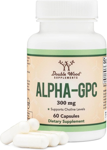[BRSWICQ6CINBA3TK] Alpha GPC Koliini aivojen täydentää asetyylikoliini (60 Count, 600mg Servings) Advanced Memory Formula, Focus ja aivojen tuki, Focus Supplement (valmistettu Yhdysvalloissa) Double Wood