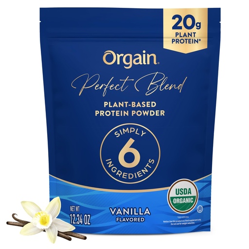 [BRSRAGIYOAFRO33O] Orgain Organic Vegan Perfect Blend Protein Powder, 20g Clean Plant Protein, 6 Ingredients, <1g Sugar, Gluten Free, Non-GMO; No Artificial Flavors, Stevia Extract, Dairy or Soy Ingredients- Vanilla
