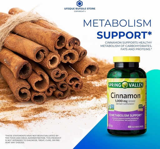 [BRSROFIYPJYRME3D] Unique Bundle Store Cinnamon 1000 mg, 400 Capsules - Dietary Support Vegetarian (Pack of 1)