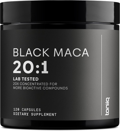[BRSROGQKOZ7W2AAY] Black Maca Root - Ultra High Potency 20:1 Extract - Single Origin, Wildcrafted & Εξαιρετικά συμπυκνωμένο - Third-Party Lab Tested - 120 κάψουλες