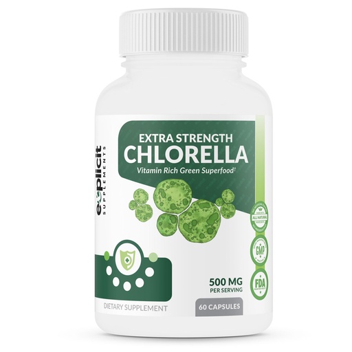 [BRSW2BT6OQJWACAZ] Extra Strength Chlorella Superfood Capsules Broken Cell Wall High Potency Vegan Super Food, 1000mg Daily - 60 Capsules