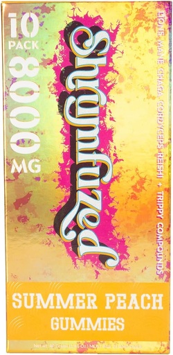 [BRSRAZAROUIAK3L4] Proprietary Nootropic Gummy 8000mg - Lion's Mane, Reishi, Chaga, and Cordycep Nootropic Tripee Mushroom Blend (10, Summer Peach)