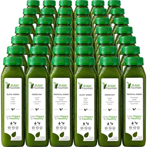 [BRSWG2QTOIIQMGQZ] 7 Day Green Juice Cleanse by Raw Fountain, All Natural Raw, Vegan Detox, Cold Pressed Juice, Great Way to Detox Your Digestive System, Kosher, Gluten Free, NO Added Sugar, 42 Bottles 12oz