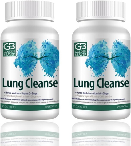 [BRSRMYL4CIPWKC3K] GB Golden Beaver® Lung Cleanse - Arriskuan dagoen jendearen agente eraginkorra edo birus-infekzioak, erretzeak, COPDk, Kutsadura-7 Nature Ingredients.2 Botilak