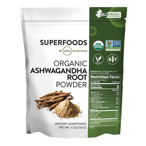 [BRSW2BIDOR7RYHQY] MRM Organic Ashwagandha Root Powder - For Women & Men - USDA Organic Ashwagandha Powder Superfood, with Antioxidants and Adaptogenic Herbal Nutrition, Vegan & Gluten-Free - 113 Servings