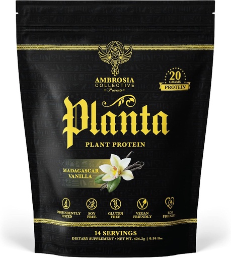 [BRSRMCQYO4CAGF33] Ambrosia Planta - Premium Plant-מבוסס חלבון | טבעוני & Keto Friendly | Gourmet Flavors with no Bloating or Stomach Upset | Gluten & Soy Free | No added Sugar | 14שרתים