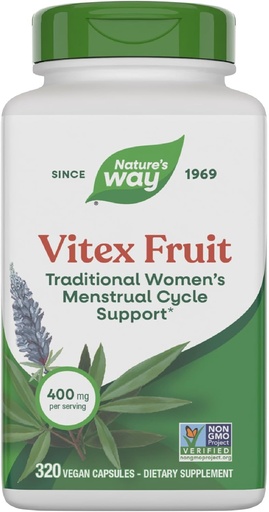 [BRSWGZQHPIIBQD3H] Naturens sätt Vitex Fruit, traditionell menstruationscykelstöd*, traditionell kvinnors hälsa Support *, Chasteberry, Vegan, 320 kapslar (Packaging May Vary)