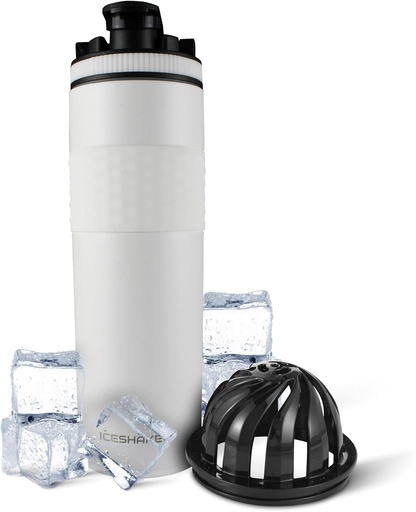 [BRSWYYYFAVYWYA35] Ice Shaker Qablaşdırma Paslanmayan Steel Shaker Şişe | 20 oz, White | 24 + Saatlar üçün Soğunluq Cup / Xüsusi Şanxarlıqlar üçün Odor-Free Şişe, Su, Smoothies, Cocktails