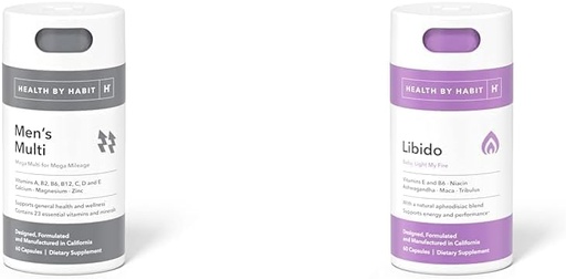 [BRSRAYYYCMHRO2AY] Sundhed Af Habit Mænd Multivitamin (60 kapsler) og Libido Blend (60 kapsler) - Vitaminer, mineraler, og Afrodisiac Kosttilskud (2 Pack)