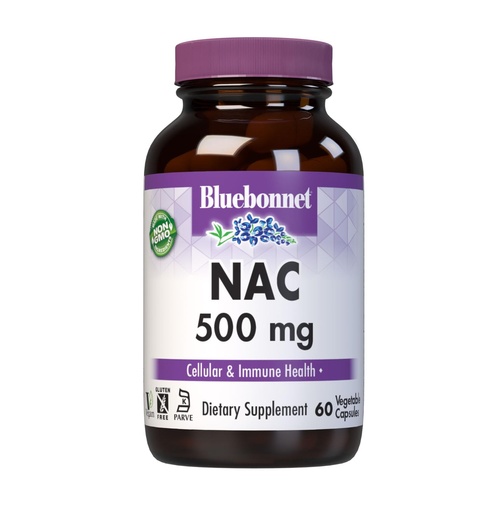 [BRSWIYQAO4GRY3D6] Bluebonnet NAC Supplement N-Acetyl-L-Cysteine 500 mg - Antioxidant Cellular Health & Immune Support - Free-Form Amino Acid for Women & Men - Non-GMO, Kosher, Gluten-Free - 60 Vegetable Capsules