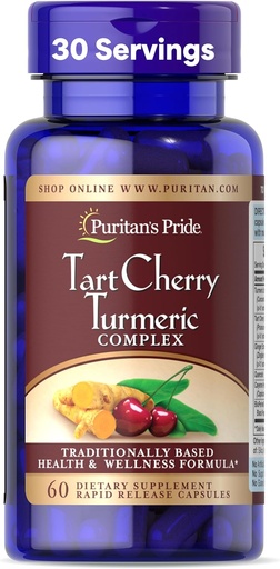 [BRSWIZ3YDIAQYALO] Puritan's Pride Tart Cherry Turmeric Complex, Nahrungsergänzungsmittel für Antioxidans Gesundheit, 60 Rapid Release Capsules