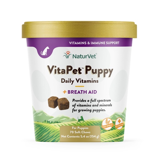 [BRSWIHQBDIHQK3TM] NaturVet VitaPet Puppy Daily Vitamins with Breath Aid for Dogs - 70 Ct | Breath Aid, Specifically Formulated to Provide Puppies with Essential Vitamins, Minerals, 70 Soft Chews