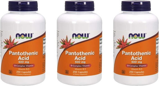 [BRSWIZYNBIFRKCTM] NOW Foods Pantothenic Acid 500 mg, 250 Capsule (3 Pack)