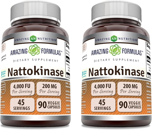 [BRSROHYYDEBRAGQ7] Amazing Formulas Nattokinase Dietary Supplement 100 mg Veggie Capsules Supplement | 2000 FU Enzyme Activity | Non-GMO | Gluten Free | Made in USA (90 Count | 2 Pack)