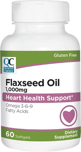 [BRSRMGT6PMDRUCQ2] Kvalitetsvalg Flaxseed Oil 1000 mg Softgels - Cold Pressed, Plant- baseret kilde til Omega fedtsyrer - 120 Easy- to- Swallow Softgels - Ingen kunstige farver eller konserveringsmidler