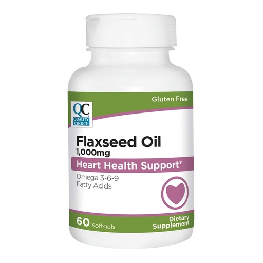 [BRSRMGT6PMDRUCQ2] Quality Choice Flaxseed Oil 1000 mg Softgels – Cold Pressed, Plant-Based Source of Omega Fatty Acids – 120 Easy-to-Swallow Softgels – No Artificial Colors or Preservatives