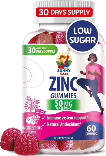 [BRSROA34PMGWEEQZ] Zinc Gummies for Adults - Zinc Chewable Gummy for Immune Support - Powerful Natural Antioxidant Non-GMO Supplement for Children Men Woman Adults