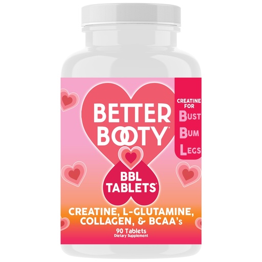 [BRSROAABDMBRAALB] Angry Supplements BB Creatine Monohydrate Complex BBL Tablets for Gains & Muscle, Glute Builder Supplement for Women with L-Glutamine, Collagen, BCAA's and Hydration Blend (90ct)