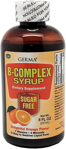[BRSWGGIRO4PBYG3G] Germa B-Complex Syupup. Bone salut, creixement iid. Sugar Free. Orange Flavor. 8 oz