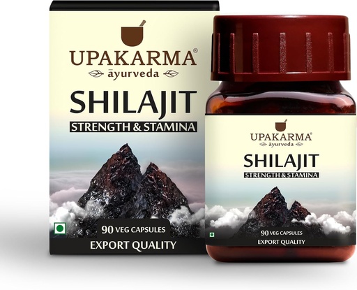 [BRSWGFDRCIHQIETX] Upakarma Ayurveda 100% Pure Shilajit 90 Capsules for Strength,Stamina,Immune Support,Natural Source of Fulvic Acid & Trace Minerals-1000 MG for 2 Capsule(Daily Dosage), 45 Days of Supply - Pack of 1