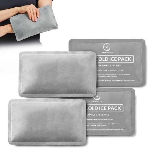 [BRSROZAHBV7A4FLA] Reusable Ice Packs for Injuries - (10" x 6") Soft Ice Pack with 1 Sided Velvet Soft Fleece Fabric, Flexible Hot and Cold Gel Ice Pack Set, Grey, Pack of 4