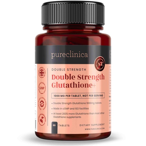 [BRSWICQYA4GR2DLE] pureclinica Glutathione 1000mg x 60 Tablets. with 500mg Glutathione, 300mg ALA, and 200mg Vitamin C per Tablet.