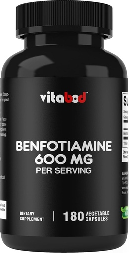 [BRSRMH37CMDWYE3B] Benfotiamina 600mg – 180 Cápsulas Vegetarianas – Suplemento de vitamina B1 gordura-solúvel