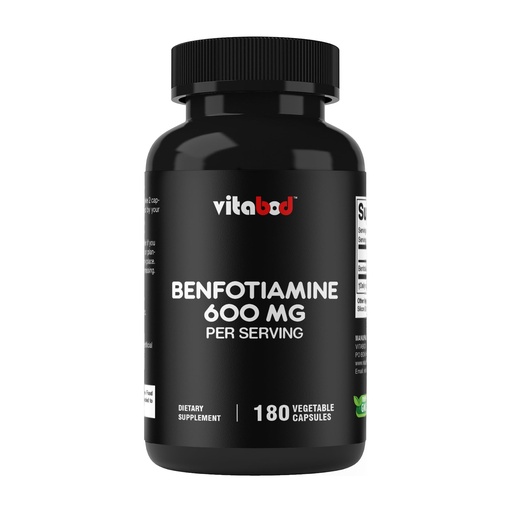[BRSRMH37CMDWYE3B] Vitabod Benfotiamine 600mg – 180 Vegetarian Capsules – Fat-Soluble Vitamin B1 Supplement