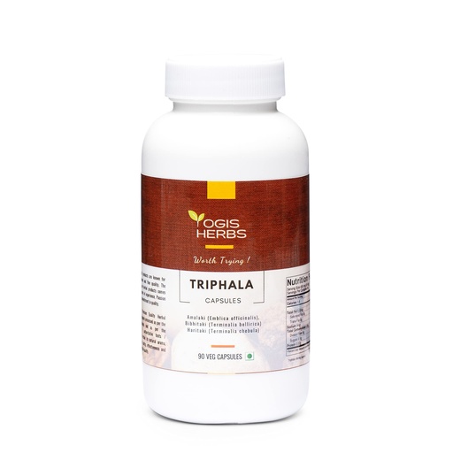 [BRSW2BACCUIAY2Y6] YOGIS HERBS Triphala Capsules Amalaki (Emblica Officinalis), Bibhitaki (Terminalia Bellirica) and Haritaki (Terminalia Chebula) 90 Veg Capsules