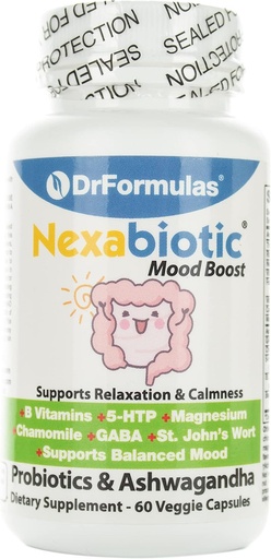 [BRSWGEAHOR7AYGY6] DRFormulas Mood Boost Progities with Stress B Complex Vitamin for Kids, Women, Men 14; Nexabiotic Suplement with Ashwagandha Capsules, St Johns Welt, GABA, Magnesium for Calm, 60 Count