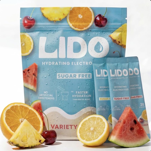 [BRSRAEARCUGQAADJ] LIDO Electrolyte Powder Packets — Zero Sugar Hydration Drink Mix Packets with Trace Minerals & Sea Salt — Vegan, Keto, Paleo & Fasting Friendly — Variety Pack for Replenishment & Energy, 28 Sticks