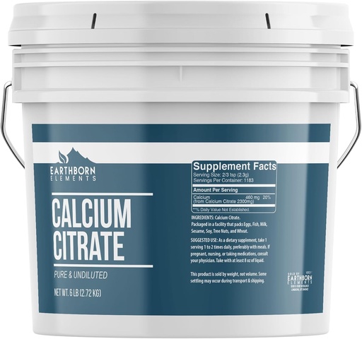 [BRSRMAL5B4BBQYL4] Earthborn Elements Calcium Citrate 1 Gallon Bucket, Pure & Undiluted, Lab Verified (96 Ounce)