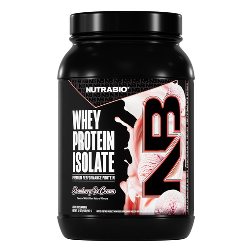 [BRSWIFQZOAMAIG3A] NutraBio 100% Whey Protein Isolate Protein Powder, 25g Protein with Complete Amino Acid Profile, Non-GMO, Soy & Gluten Free, Low Carb, Low Calorie Whey Protein Powder, Strawberry Ice Cream, 2 Lbs
