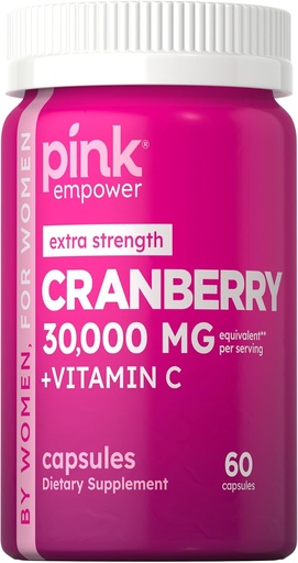 [BRSWYZT7OQIWYG3V] PINK Cranberry Pills for Women | 60 Capsules | Plus Vitamin C | Non-GMO & Gluten Free Extract Supplement | Supports Urinary Tract Health