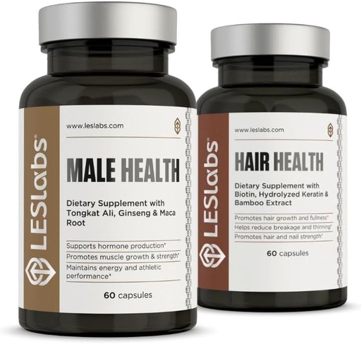 [BRSRAFT5DMCBEDIV] LES Labs Mature Male Bundle- Male Health and Hair Health Support Healthy Male Hormone Levels, Endurance and a Great Head of Hair