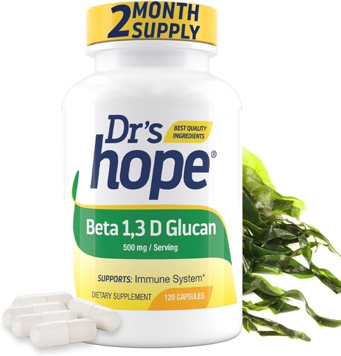 [BRSWYHD4A4CWOYDO] Beta 1,3D Glucan 500mg 120 kapslar, Beta Glucan Immune Support Supplement främjar hälsosam energinivåer, ökar metabolism och en bra immunsystemsupport, tillverkad i USA
