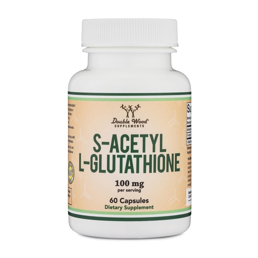 [BRSWGEIZO55BA2D6] S-Acetyl L-Glutathione Capsules - 100mg, 60 Count (Acetylated Glutathione Antioxidant - More Absorbable Than Glutathione and Liposomal Glutathione, Non-GMO and Gluten Free) by Double Wood