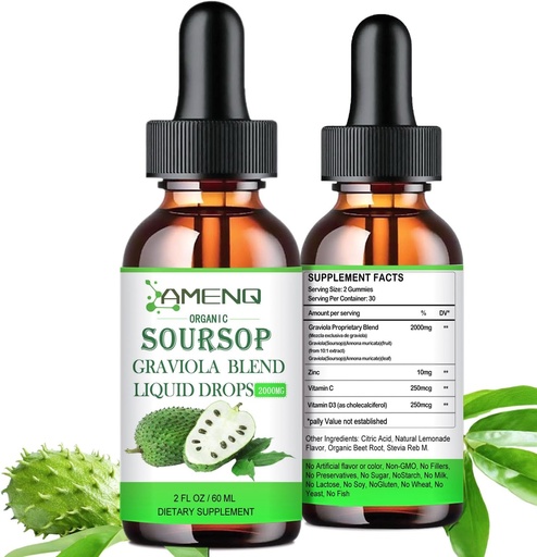 [BRSROAYFOACWE3LH] Soursop Bitters Liquid, Organic Pure Soursop Leave and Fruit Extract w.Multivitamin Drops Natural Living Bitters P. Soursop Oil Edible for Immune & Energy, Antioxidant, Colon Liver Detox, Gut Health