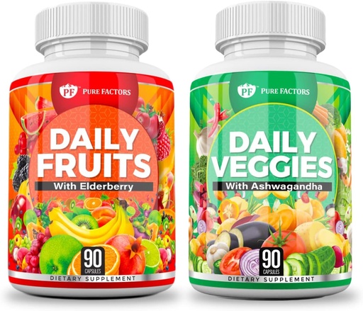 [BRSROYA5O4PRQALA] PURE FACTORS Daily Fruits & Veggies Допълнение - Superfood Ashwagandha, Bulgarian Bruit & Vegetable Blend . . . .