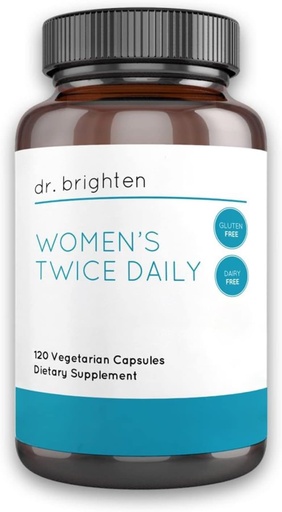 [BRSWYZACDEDQMDTB] Dr. Brighten Women’s Twice Daily - Premium Women’s Multivitamin, Full-Spectrum with No Iron, Unique Nutrients, Higher B Vitamins — 120 Capsules