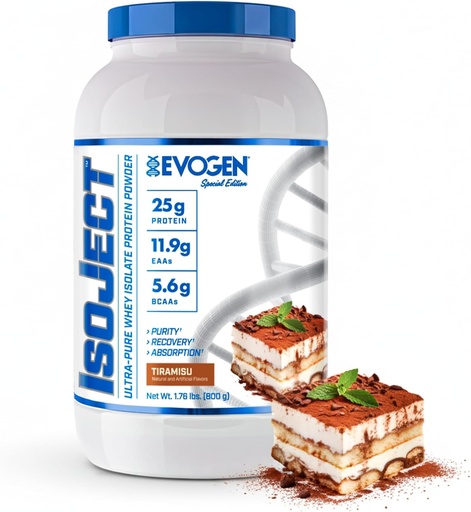 [BRSRAHD5OZ5WGE35] Evogen Isoject - Whey Protein Isolate | Ultra-Pure Whey Protein Powder with Ignitor Enzymes, BCAAs, and EAAs | Enhanced Absorption & Recovery | Tiramisu | 25 Servings