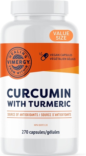 [BRSROGD4CJ6QO2T5] Vimergy Curcumin with Turmeric Capsules – Promotes Bone Health & Mobility* – Supports Memory & Brain Function* – Kosher, Vegan & Gluten-Free – (270 ct.)