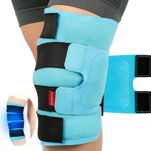 [BRSROAYCOB7Q4AL7] Comfytemp Large Knee Ice Pack Wrap Reusable Gel, Full Coverage Knee Cold Compression Brace for Injuries, Pain Relief, Replacement Recovery, Arthritis, ACL, After Surgery Get Well Gift, 23.6"x11.8"