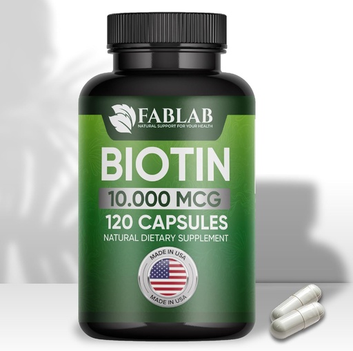 [BRSROFL3OYHRUYL2] FabLab Biotin 10000 mcgs with Collagen, Keratin for Women and Men - Biotin Hair Skin ve Nails Wellness - ABD'de 120 Capsules Wellness - Made in USA, 120 Capsules