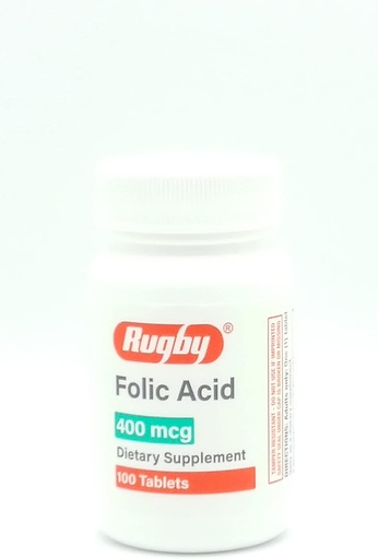[BRSW2BIOCR6RQHTL] 橄榄球实验室 Folic Acid 400 mcg 维生素B9 Folate Daily Editary 补充 Gluten 免费支持心血管健康 100片仅供成年人使用 (Pack of 1)
