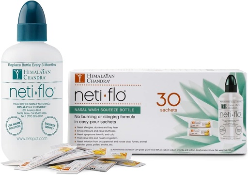 [BRSWKZAAOUOQY2I7] Himalayan Neti Flo Nasal Wash Bottle with 30 Sachets, 10 Ounce