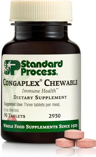[BRSWIGIMAYIRGELK] Standart Süreç Congaplex Chewable - Vitamin A ile Immune Sistem Desteği için Supplement - Destekler Yourmus Gland & Protein Synthesis - Non-Dairy & Non-Soy - 90 Tabletler (30 Hizmetler)